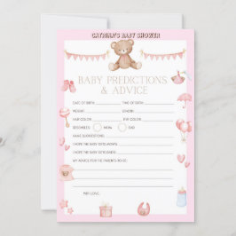 Rosa Nalle Baby Shower - Editable Namn, 5x7 Inbjudningar