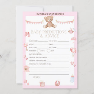Rosa Nalle Baby Shower - Editable Namn, 5x7 Inbjudningar