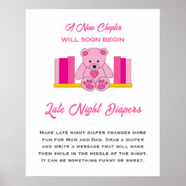 Rosa Nalle Baby Shower Late Night Diaper Poster