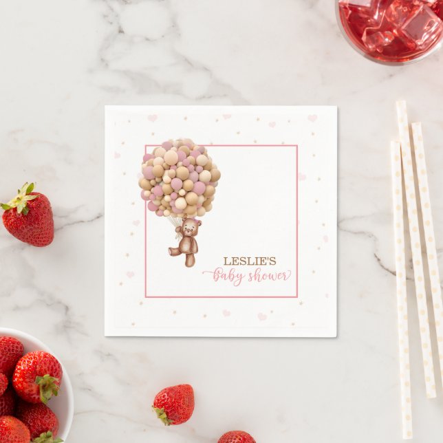 Rosa Nalle Baby Shower - Luftballong (C) Pappersservett (Insitu)