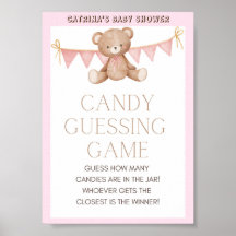 Rosa Nalle Baby Shower-skylt