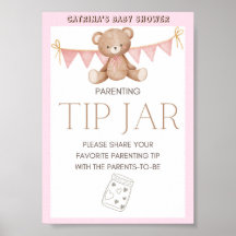 Rosa Nalle Baby Shower-skylt