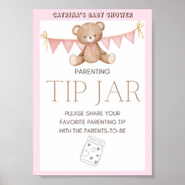 Rosa Nalle Baby Shower-skylt Poster