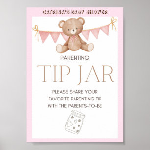 Rosa Nalle Baby Shower-skylt Poster