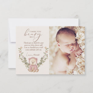 Rosa Nalle Baby Shower Tack Kort