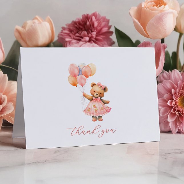 Rosa Nalle Baby Shower - tackkort (Skapare uppladdad)