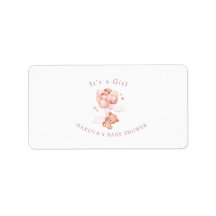 Rosa Nalle Ballon Baby Shower-Returadress