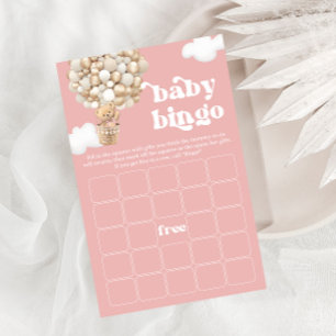 Rosa Nalle Ballower Shower Game BINGO Flygblad
