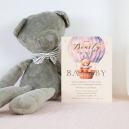 Rosa Nalle Barly Wait Baby Shower Inbjudningar