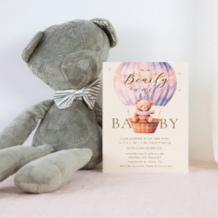 Rosa Nalle Barly Wait Baby Shower Inbjudningar
