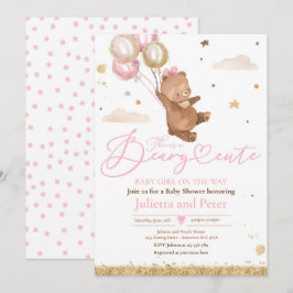 Rosa Nalle Beary Cute Flicka på vägen Inbjudningar