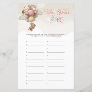 rosa Nalle brun babydusch ABC