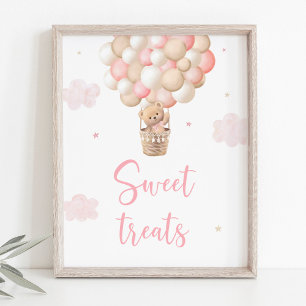 Rosa Nalle Bubblor Baby Shower Treats-tecken Poster