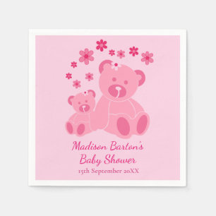Rosa Nalle Cute Girl Baby Shower Pappersservett