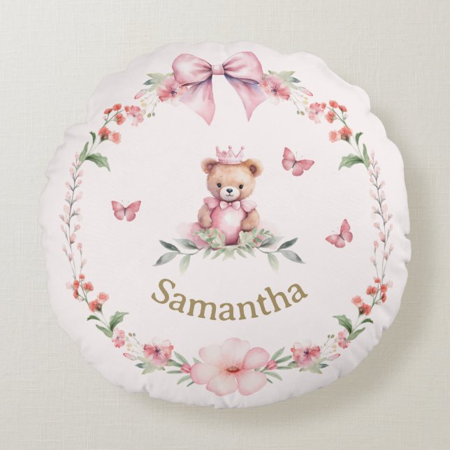 Rosa Nalle Fantasies Rund Kudde (Framsidan)