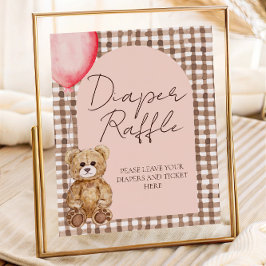Rosa Nalle Förkortning Raffle-tecken Poster