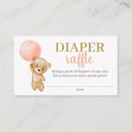 Rosa Nalle Girl Diaper Raffle-höljeskort Tilläggskort