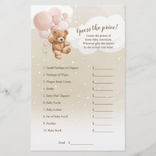 Rosa Nalle gissar Prist spel Flygblad