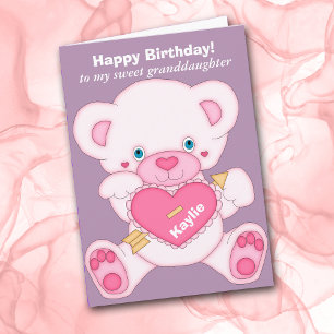Rosa Nalle Granddotter Birthday Kort
