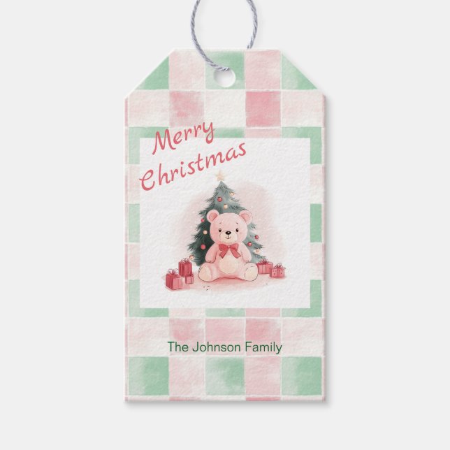 Rosa Nalle Kute jul Presentetikett (Framsidan)