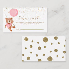 Rosa Nalle med ballonstryck Raffle Biljett Tilläggskort