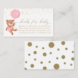 Rosa Nalle med Balloon Bokar för Baby Tilläggskort