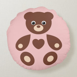 Rosa Nalle Monogram Baby Pillow Rund Kudde