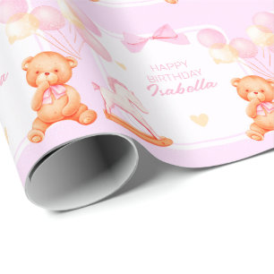 Rosa Nalle och rakethäst Presentpapper