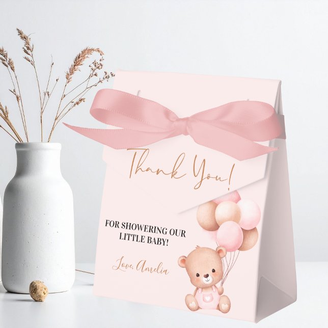 Rosa Nalle Oh Girl Balloon Baby Shower Presentaskar (Skapare uppladdad)