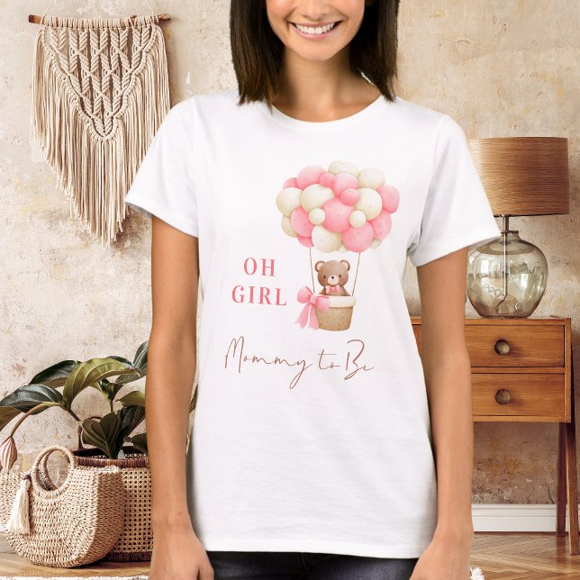 Rosa Nalle Oh Girl Balloon Mamma att vara Baby T Shirt (Skapare uppladdad)