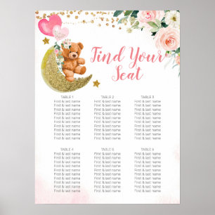 Rosa Nalle - platshållarskylt för ballonger Poster