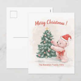 Rosa Nalle Retro julvykort Helg Vykort