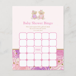 Rosa Nalle Tea Party Baby Shower Bingo Game