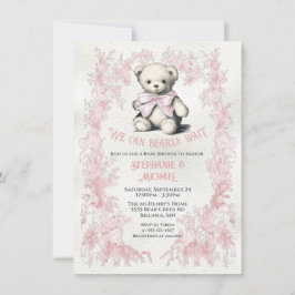 Rosa Nalle Toile vattencolor babydusch Inbjudningar