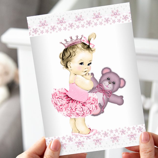 Rosa Nalle Tutu Princess Baby Shower Inbjudningar (Skapare uppladdad)