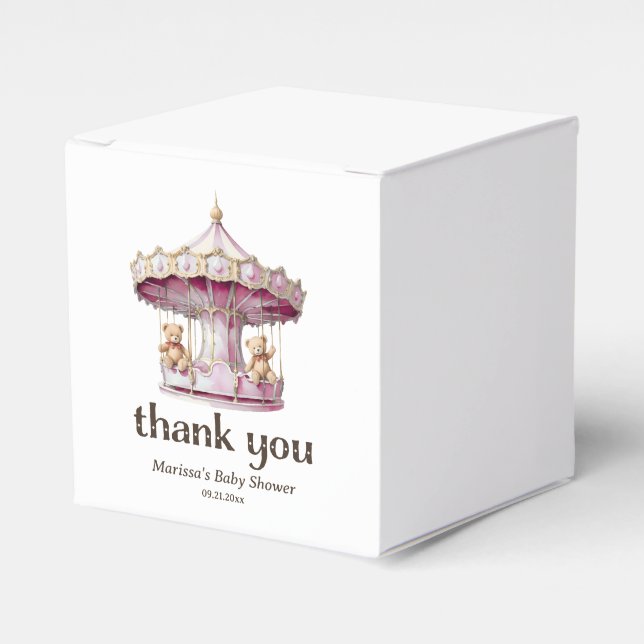 Rosa Nalle Twin Girls Baby Shower Tack Presentaskar (Framsidan Sidan)