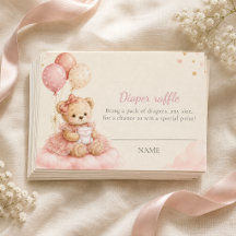 Rosa nallebarns baby shower blöjlotteri