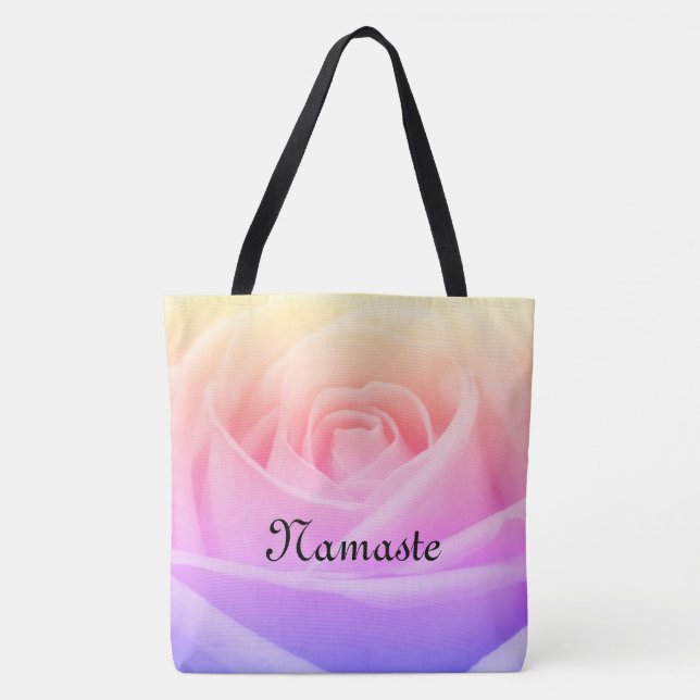 Rosa Namaste för nätt regnbåge design Tygkasse (Framsida)