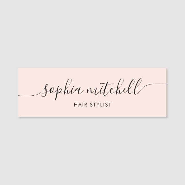  Rosa Namn bricka med minimal Snyggt Namnbricka (Framsida)