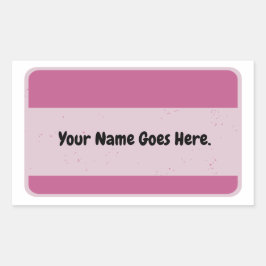 Rosa namn bricka rektangulärt klistermärke