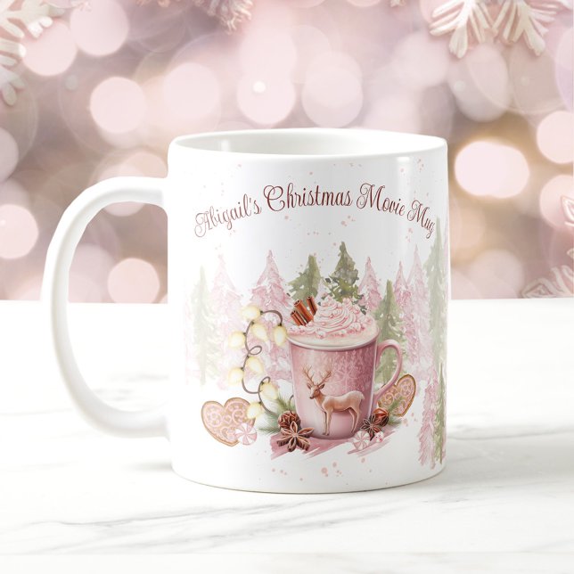 Rosa Namn Hett   Chocolate Mugg (Christmas Name Pink Hot Chocolate Mug)