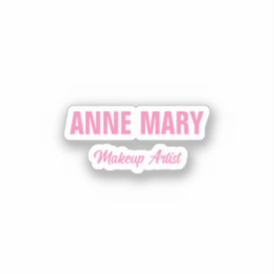  Rosa Namn Makeup Artist Business Anpassningsbar Klistermärken