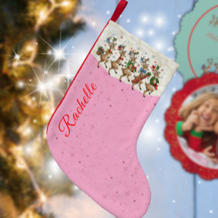 Rosa Namn Marching Quirky julrenar Liten Julstrumpa