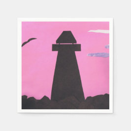 Rosa Napkins med en silhuetterad fyr Pappersservett