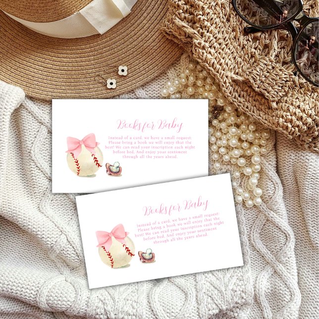 Rosa Napp Baseball Sport Böcker För Babyfirande Tilläggskort (Pink Pacifier Baseball Sport Books For Baby Shower Enclosure Card)