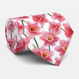 Rosa Narciss Blommönster Slips