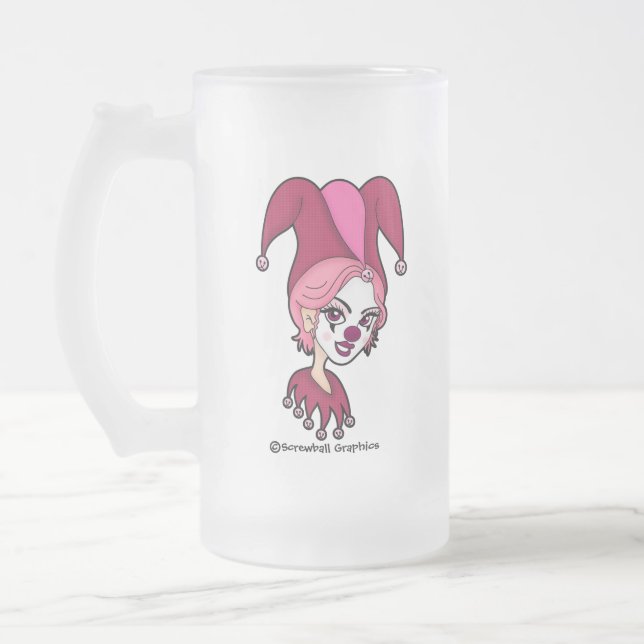 Rosa narrfrostad ölmugg frostat ölglas (Vänster)