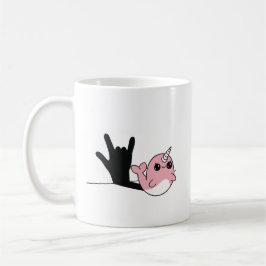 Rosa Narwhal ASL I Kärlek You - Döv Culture Design Kaffemugg