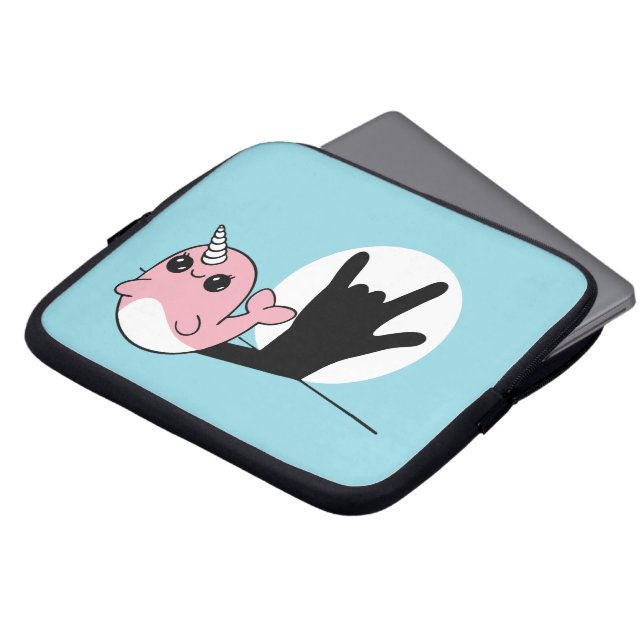 Rosa Narwhal ASL I Kärlek You - Döv Culture Design Laptop Fodral (Framsida topp)