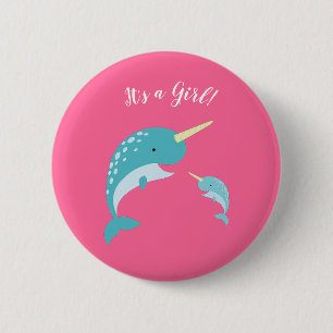 Rosa Narwhal Baby Shower Knapp